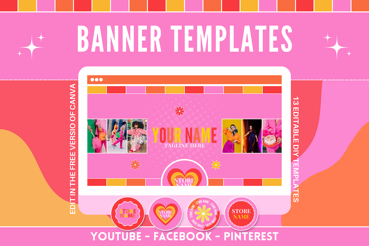 Youtube, Facebook, Pinterest Banners, a Social Media Template by SunshineStudioBoutique (Photo 1 of 9)
