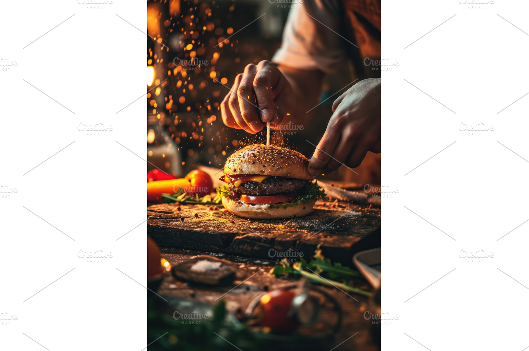 Man hands hold cheese burger, a Food & Drink Photo by Yulia Furman