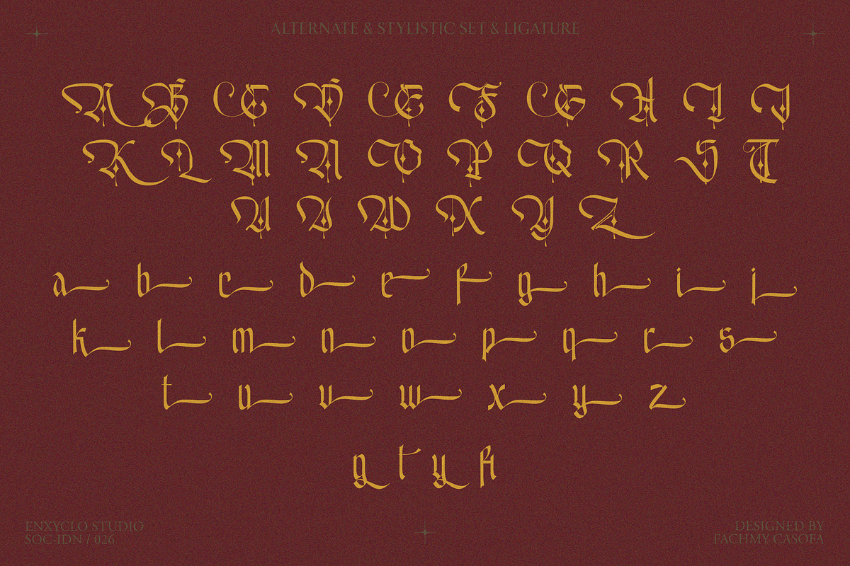 Emxage Aldsyb — Blackletter Font, a Blackletter Font by Enxyclo Studio (Photo 14 of 18)