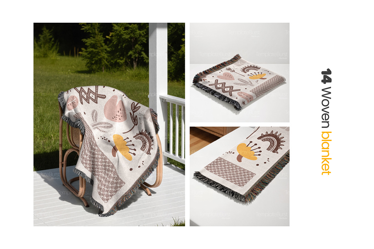 Woven Blanket Mockup Bundle x15 PSDs, an Apparel Mockup by TemplateBurst (Photo 7 of 10)