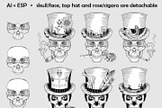 Set of skulls in top-hat|Vector, a Decorative Illustration by Red Spruce's Vector Shop (Thumbnail 3 of 4)