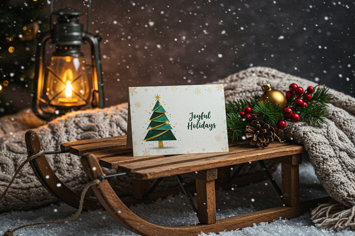 Xmas Greeting Card Mockup, a Product Mockup by Designer Dude