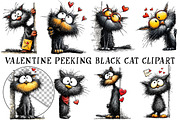 Valentine Peeking Black Cat Clipart, an Illustration by OK Design (Thumbnail 3 of 6)