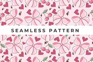 Coquette Cherry Seamless Pattern, an Illustration by Anca Digital Vibe