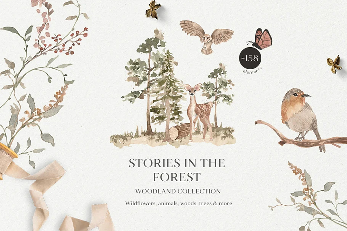 Wildflowers & Animals GRAPHIC BUNDLE, a Decorative Illustration by Grace Noboa Illustrations (Photo 4 of 8)