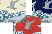 Whale, Waves, Seagull, a Pattern Graphic by NayaChu (Thumbnail 2 of 9)