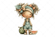 Watermelon Girl Clipart, an Illustration by Craft Nest (Thumbnail 9 of 12)