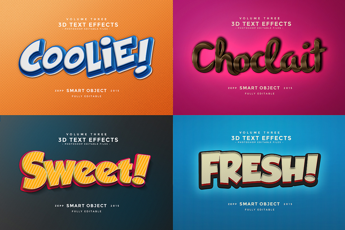 3D Text Effects Vol.3, a Brushes & More by Graphicdome