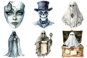 Antique Halloween Ghost Clipart, an Illustration by Craft Nest (Thumbnail 2 of 6)