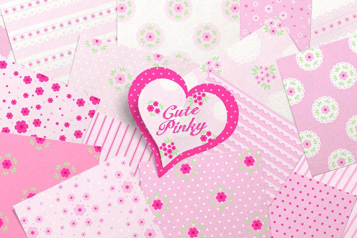 Cute Pinky Patterns Pack, a Pattern Graphic by Evelina Hiiri