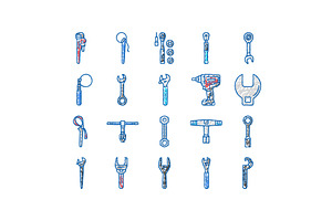 wrench tool spanner repair icons, an Object Illustration by pikepicture