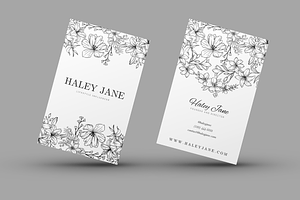 BUSINESS CARD Minimalist B&W Flowers