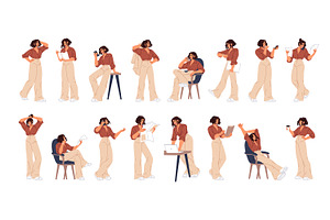 Business woman in various poses set, a Person Illustration by PaperTrident