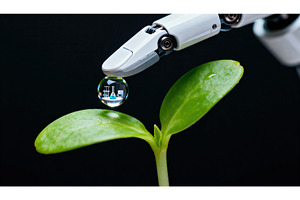 Robotic hand delivering a water, a Nature Photo by tilialucida