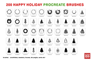 200 Happy Holiday Procreate Brushes, a Brush Add-On by CC CREATIVE CO (Thumbnail 8 of 16)
