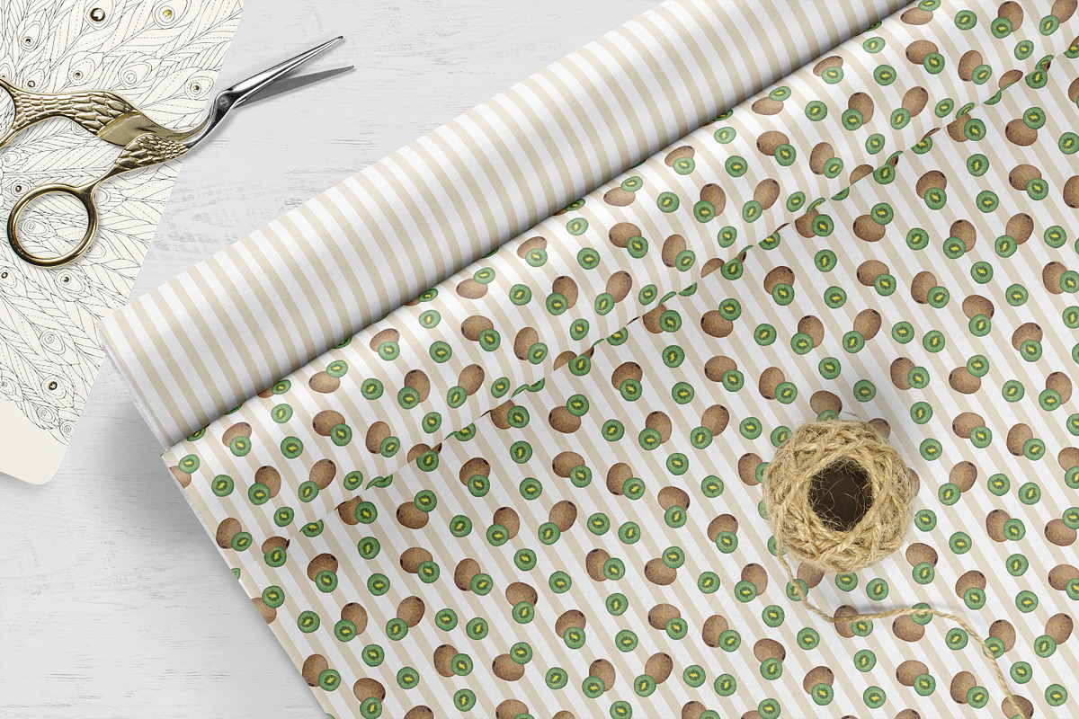Watercolor Kiwi Seamless Pattern Set, a Pattern Graphic by Oksana Dovhopol Art (Photo 10 of 11)