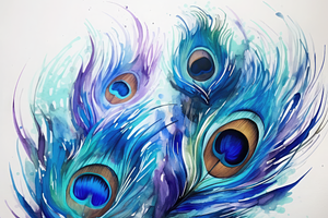 Watercolor Peacock Feathers