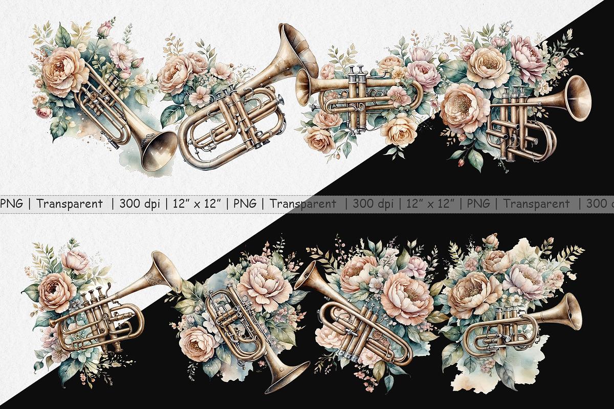 Vintage Trumpet Clipart, a Graphic by Artnoy (Photo 2 of 5)