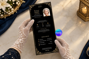 Black Gold Funeral Program Template, an Invitation Template by Arslan