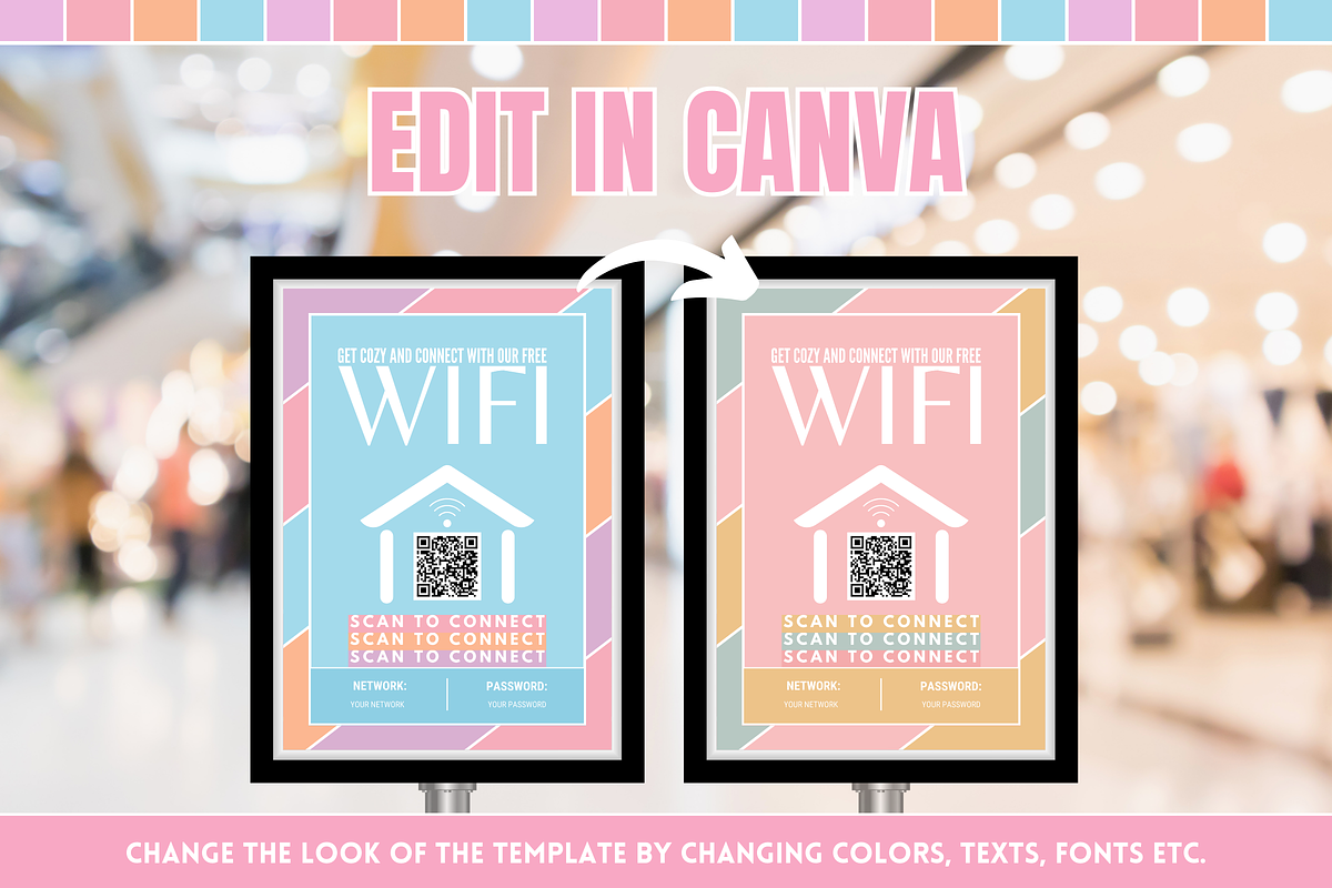 WiFi QR Code Sign - Pastel, a Card Template by SunshineStudioBoutique (Photo 5 of 10)