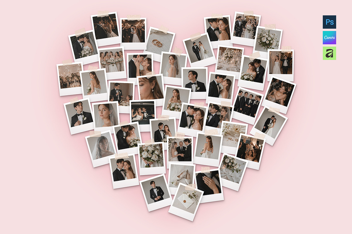 Heart Polaroid Photo Collage Templat, a Social Media Template by DesignerCandies (Photo 1 of 5)