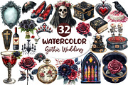 Watercolor Gothic Wedding Clipart, an Illustration by Dream Creation (Thumbnail 1 of 7)