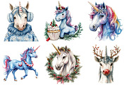 Cute Unicorn Christmas Clipart, an Illustration by Daily.Designs (Thumbnail 5 of 5)