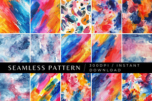 15 Abstract Watercolor Patterns, a Pattern Graphic by Inknfolly