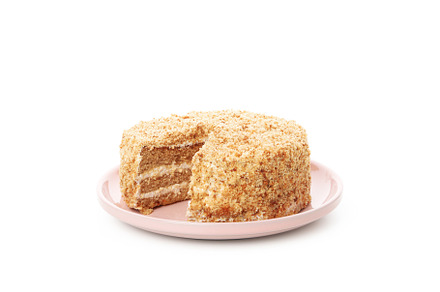 Concept of sweets, honey cake, isolated on white background, a Food & Drink Photo by AtlasStudio PRO