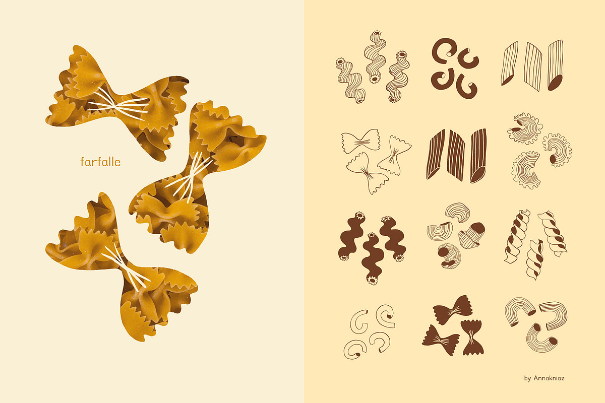 Pasta La Pasta. Food illustrations., a Food Illustration by Annakniaz (Photo 4 of 18)