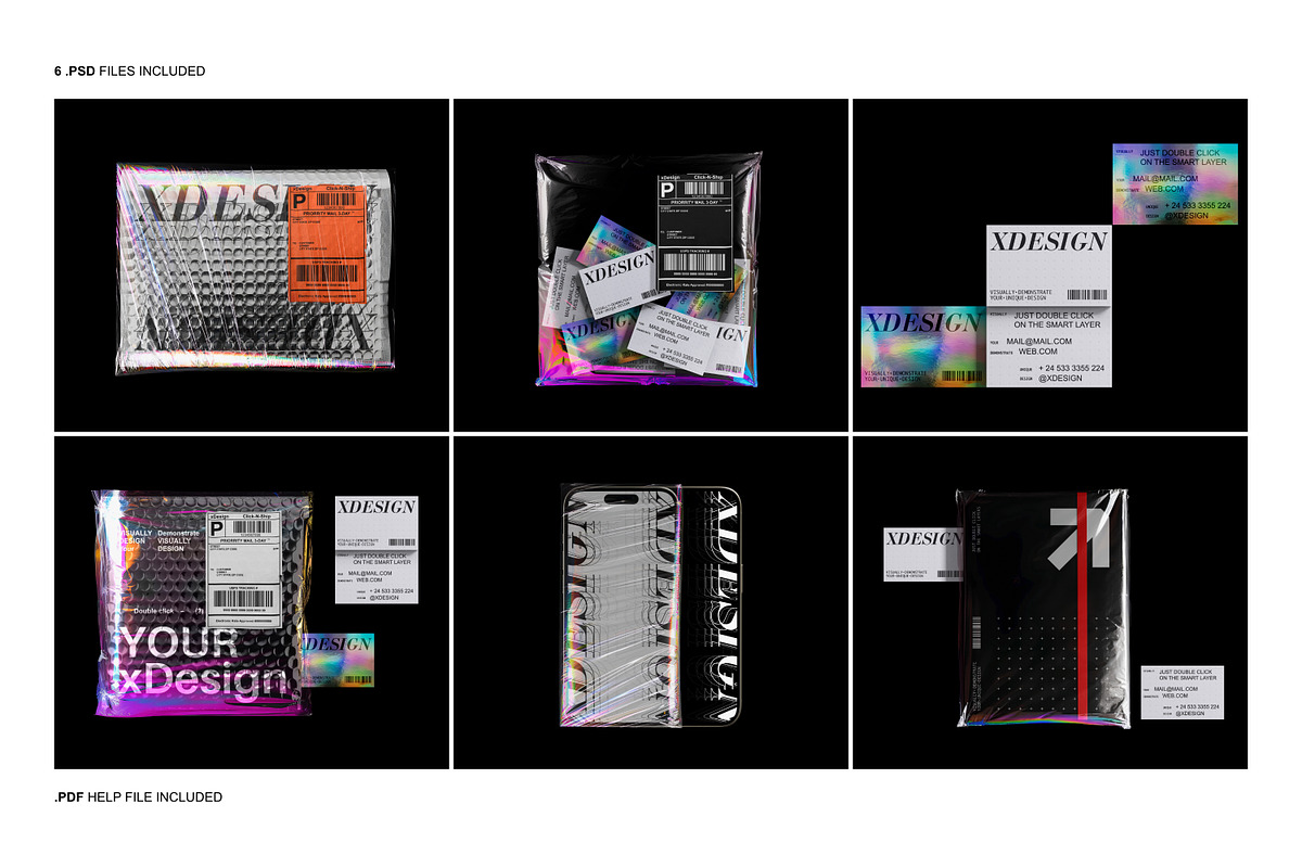 Holographic Brand Identity Mockups, a Packaging Mockup by Renderteam (Photo 2 of 14)