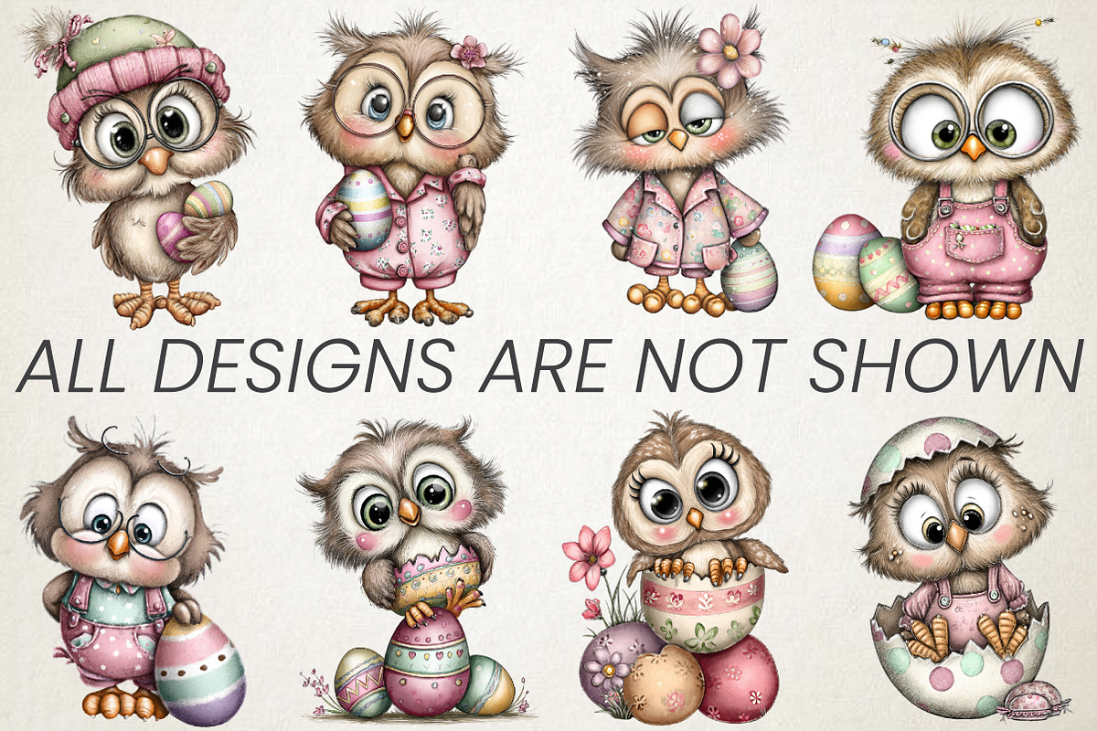Quirky Easter Owl Clipart Bundle, an Animal Illustration by RobertsArt (Photo 5 of 6)