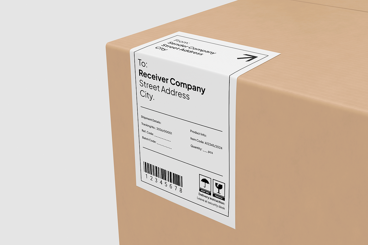 Shipping Label Mockup, a Packaging Mockup by Permadi Creative