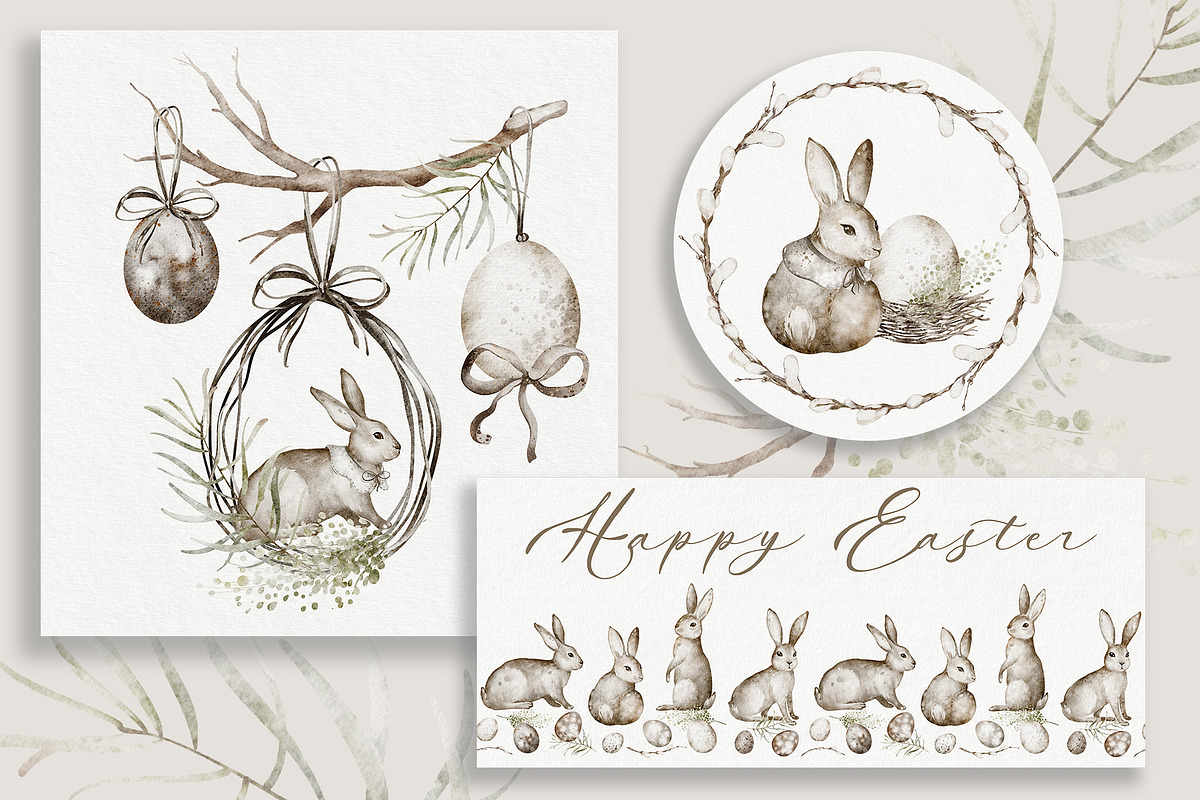 Cute Easter Watercolor Clipart, a Decorative Illustration by LenArt (Photo 2 of 16)