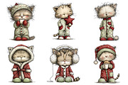 Winter Pajama Cats Clipart, an Illustration by Craft Nest (Thumbnail 10 of 11)