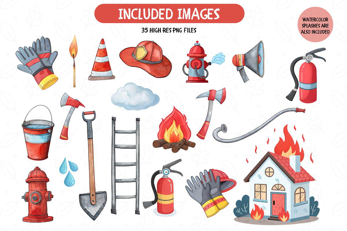 Watercolor Firefighter Clipart, an Illustration by TatiMockup (Photo 3 of 5)