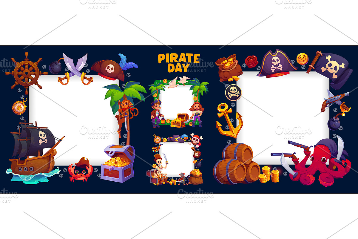 Kid pirate day photo frames, a Decorative Illustration by Vector Tradition (Photo 3 of 3)