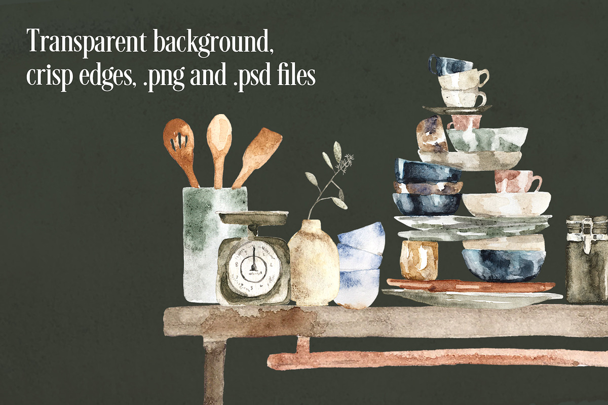 Cottage Kitchen Pottery & Dishes, a Food Illustration by plaidGecko (Photo 5 of 8)