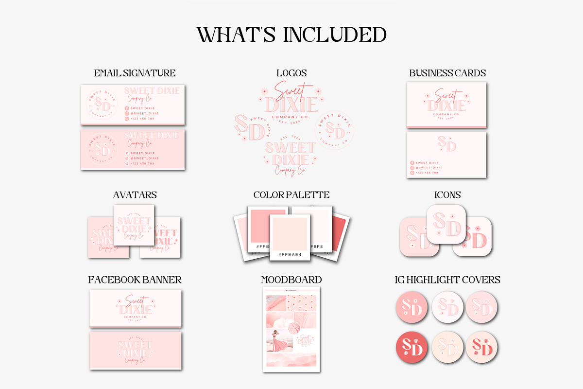Pink Retro Branding Kit Canva Templa, a Branding & Logo Template by ChicGraphix (Photo 2 of 7)