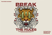 Retro five eyes demon tiger head, a Branding & Logo Template by Judsart (Thumbnail 1 of 3)