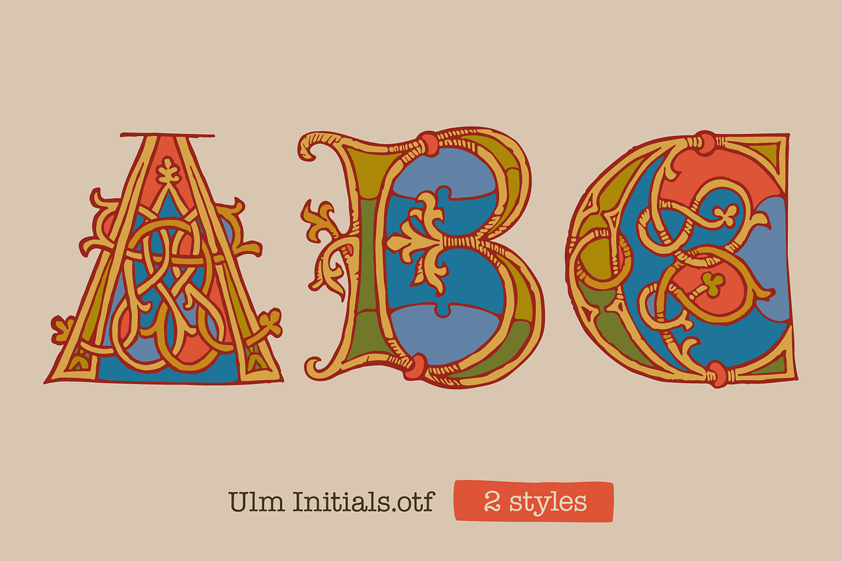 Ulm Initials medieval font, a Blackletter Font by kaer_shop (Photo 1 of 13)
