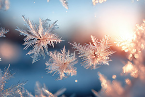 Delicate snowflakes illuminated by sunlight, an Abstract Photo by AlyaAnd