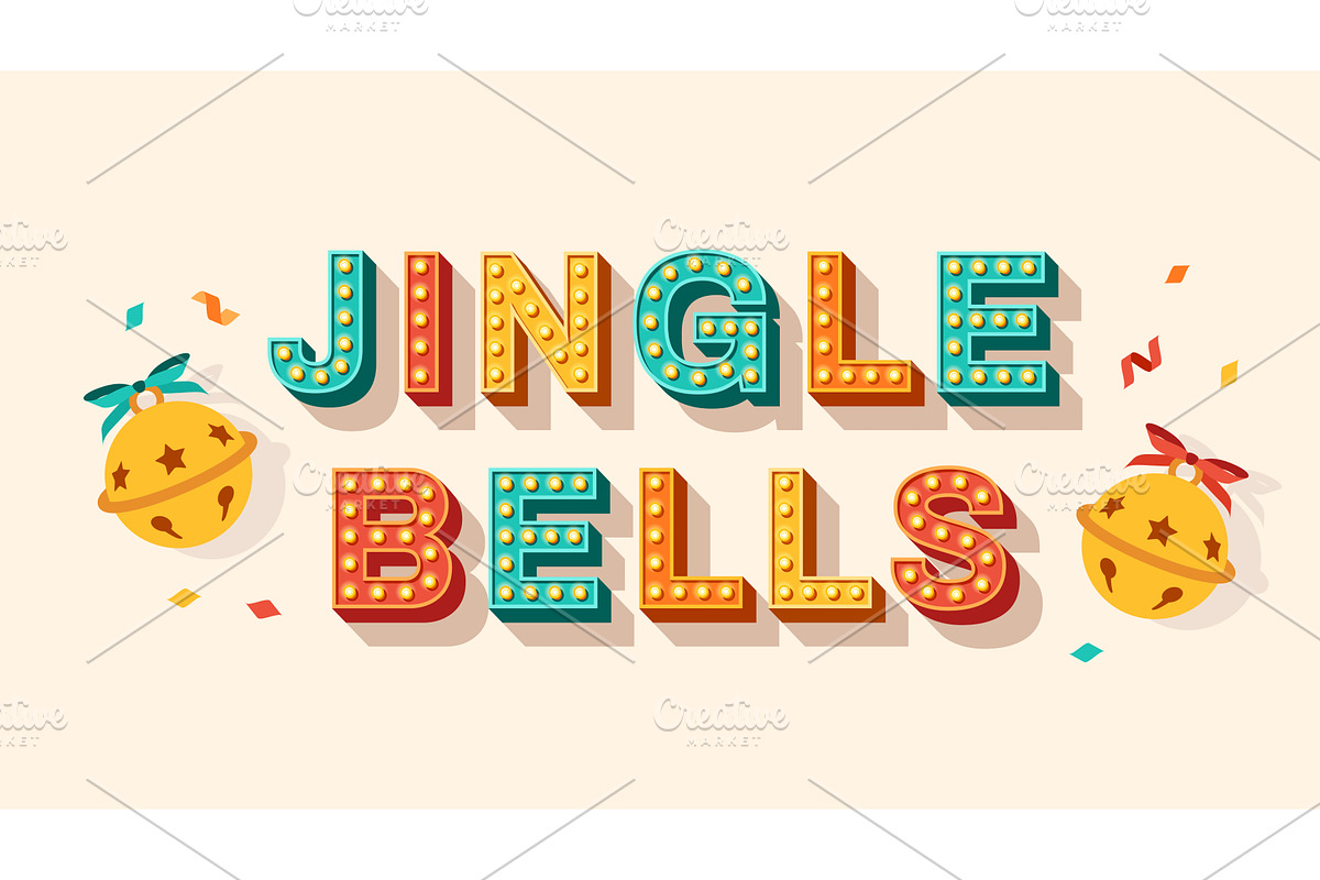 Jingle bells retro text logo, an Object Illustration by kotoffei