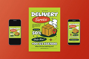 Green Delivery Service Flyer Set, a Flyer Template by Aiyari Graphic