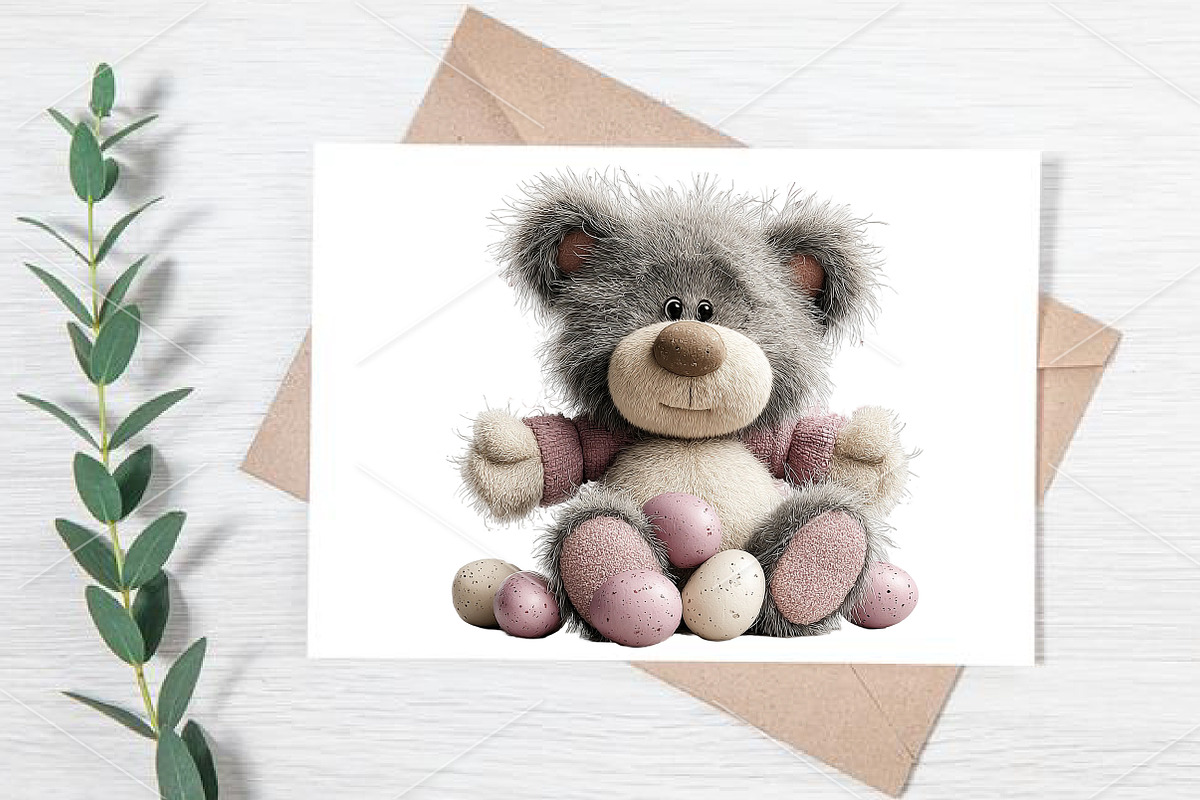 Whimsical Easter Teddy Bear Clipart, a Seasonal Illustration by Canvas Craft (Photo 7 of 7)