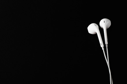 White Earbuds or Earphones on black