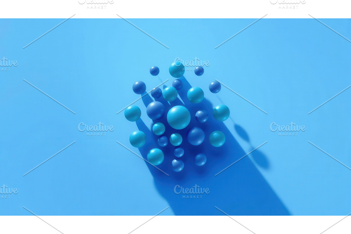Abstract composition of blue spheres, an Illustration by tilialucida