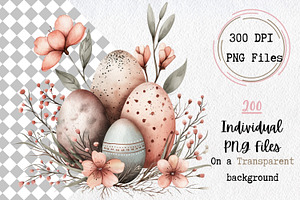 Watercolor Easter Clipart PNG Bundle