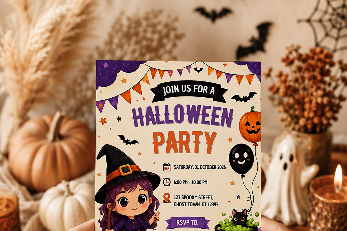 Kids Halloween Party Invitation, an Invitation Template by Arslan (Photo 5 of 5)