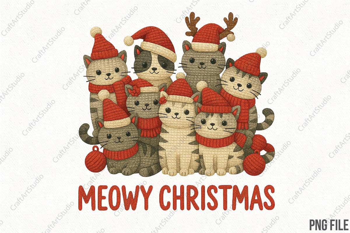 Meowy Christmas Cat Crochet PNG, an Illustration by CraftArtStudio (Photo 1 of 4)